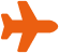 Icône d'avion orange stylisé en vol, représentant le voyage aérien, les départs ou les destinations.