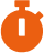 Pictogramme orange d'un chronomètre ou minuteur, avec une barre noire verticale au centre, symbolisant la mesure du temps.