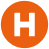 H majuscule noir sur fond orange circulaire, icône de transport en commun. Représente souvent une ligne ou station de métro.